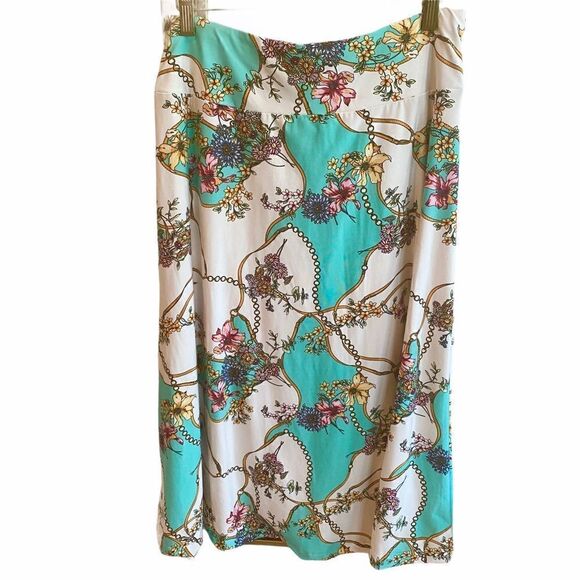 Robert Louis Floral Equestrian Stretchy Midi Skirt - Picture 7 of 7